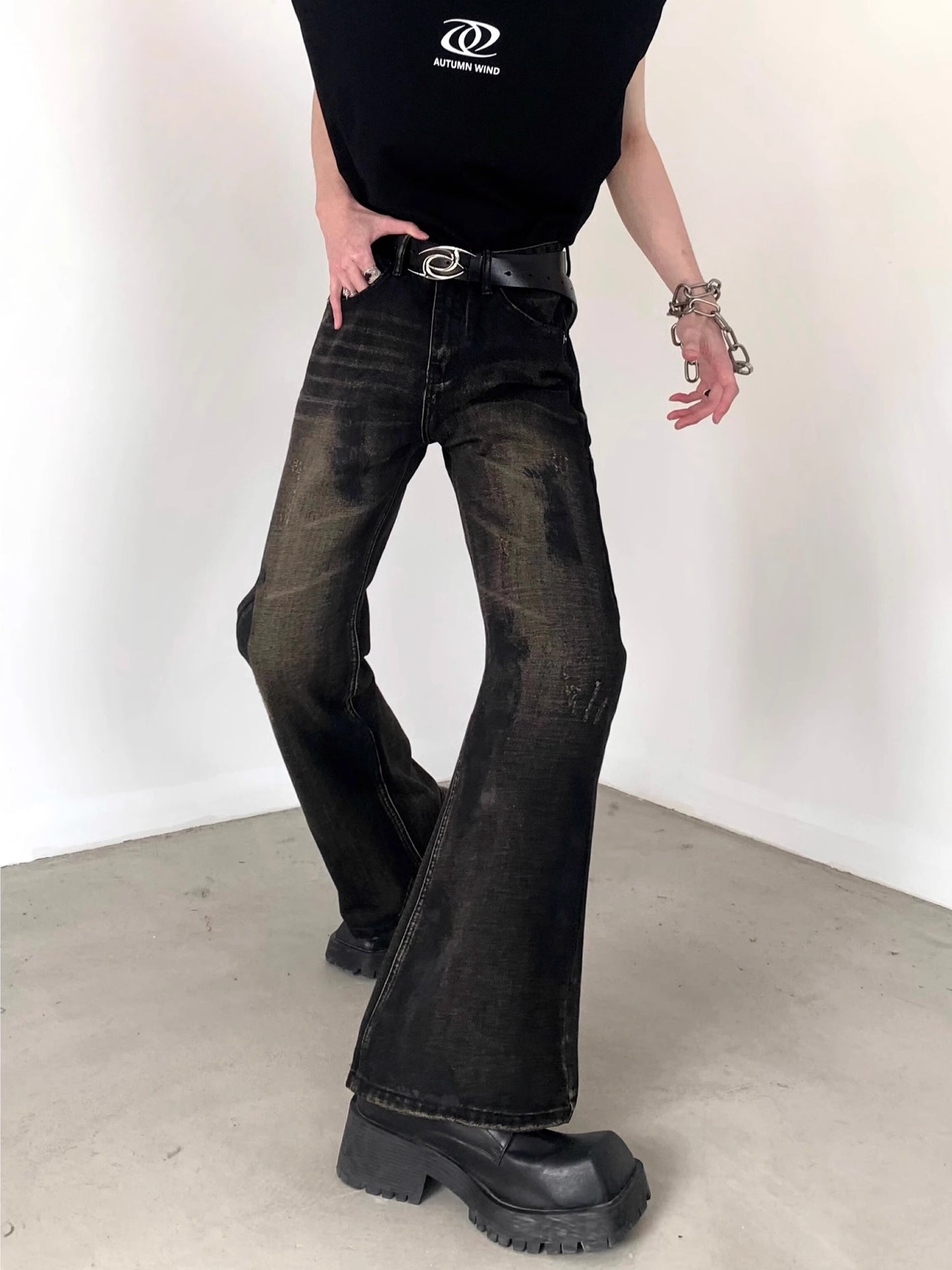 Washed High Waist Denim Jeans WN7031