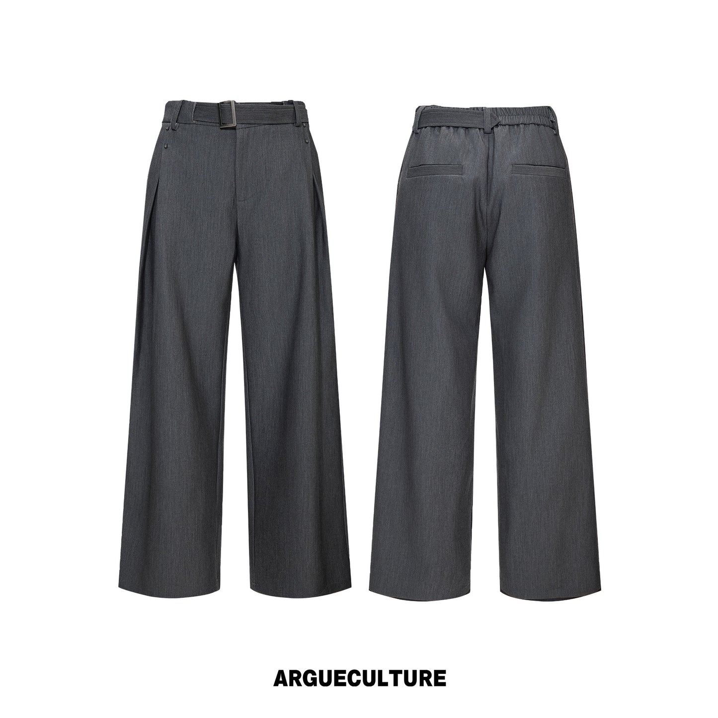 Asymmetric Fake Layered Shoulder Pad Short Jacket & Wide Leg Pants Setup WN26975