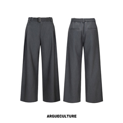 Asymmetric Fake Layered Shoulder Pad Short Jacket & Wide Leg Pants Setup WN26975