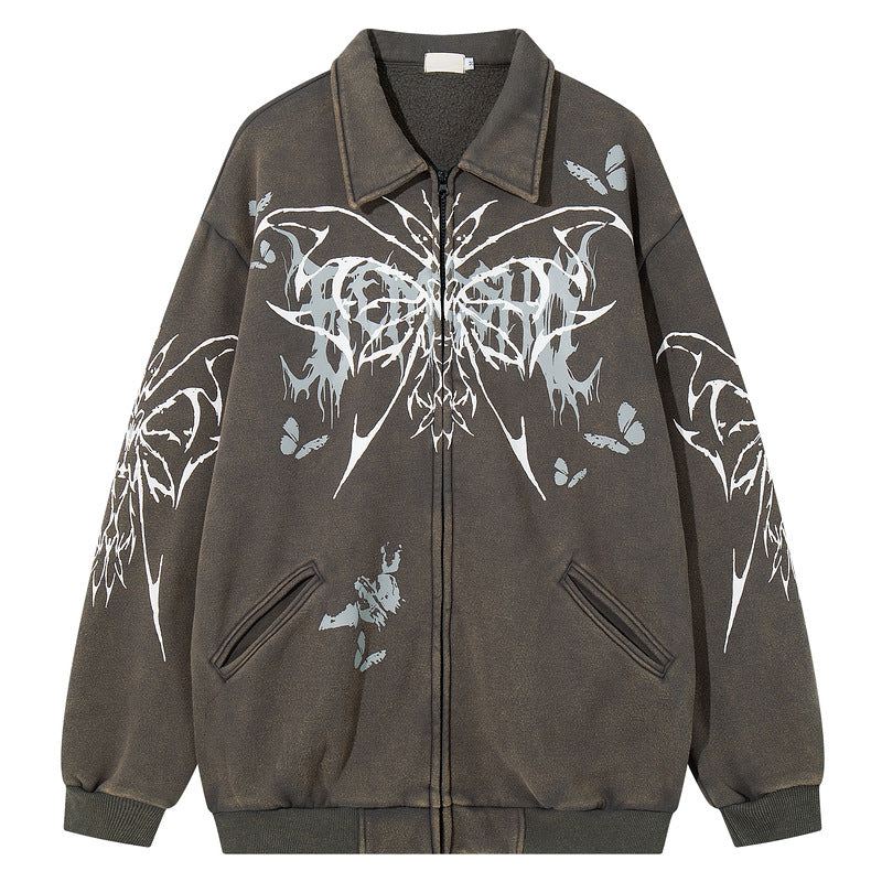 Butterfly Graphic Print Zip-Up Jacket WN23571