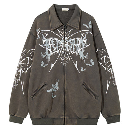 Butterfly Graphic Print Zip-Up Jacket WN23571