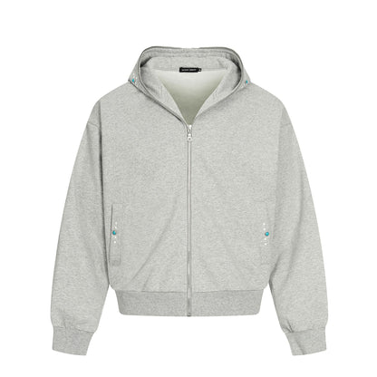 Turquoise Stone Zipper Hoodie WN25932