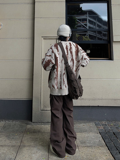 Abstract Pattern Oversize Knit Sweater WN24399