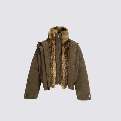 Fake Fur Trim Fake Layered Oversize Puffer Jacket WN27933