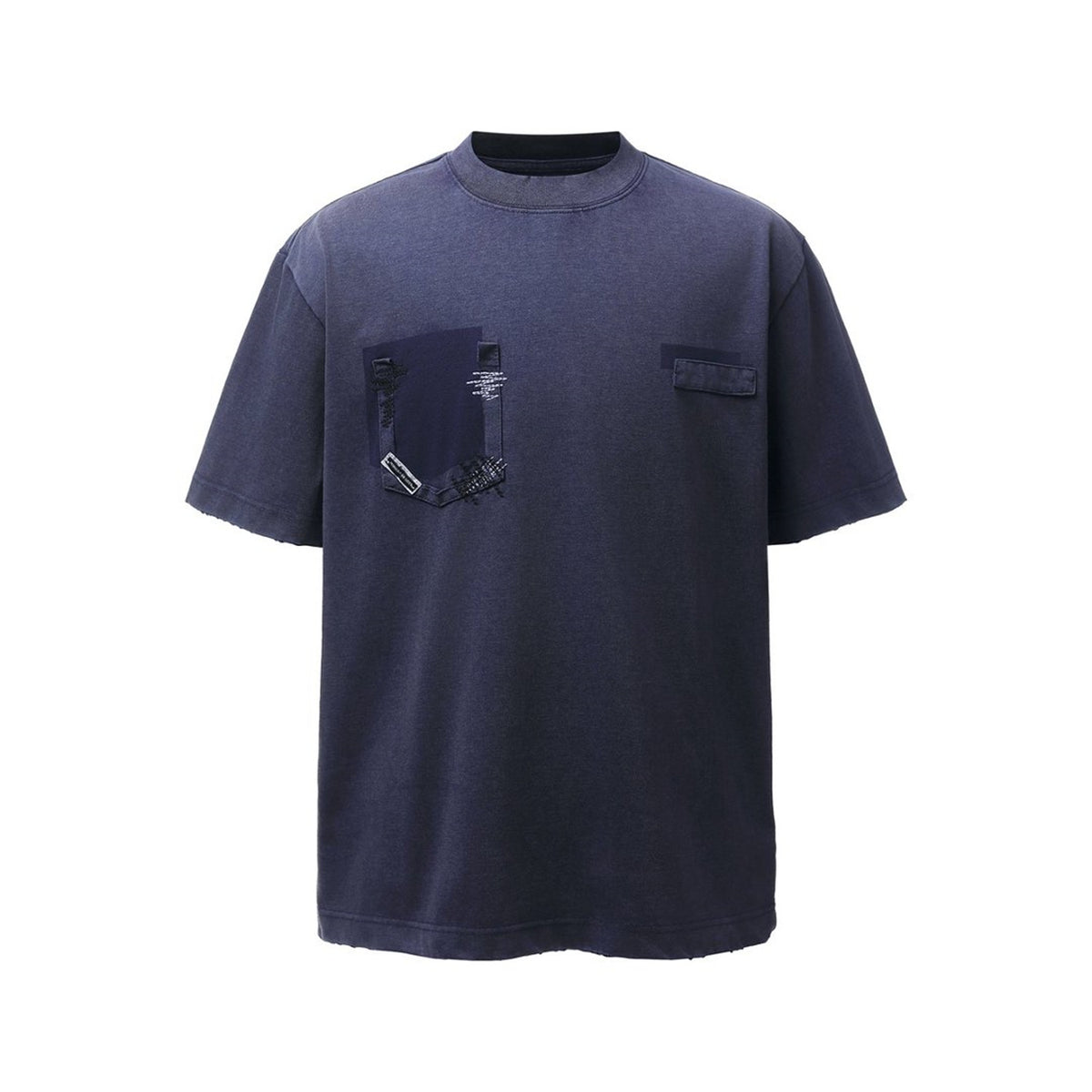 Damage Raw Edge Patch Pocket Short Sleeve T-Shirt WN26816