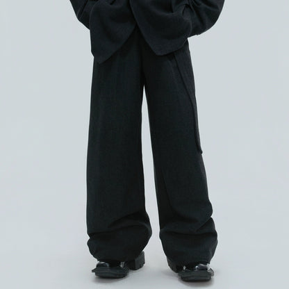 Fur Collar Waist-Fitted Wool Tailored Jacket & Trousers Setup WN21728