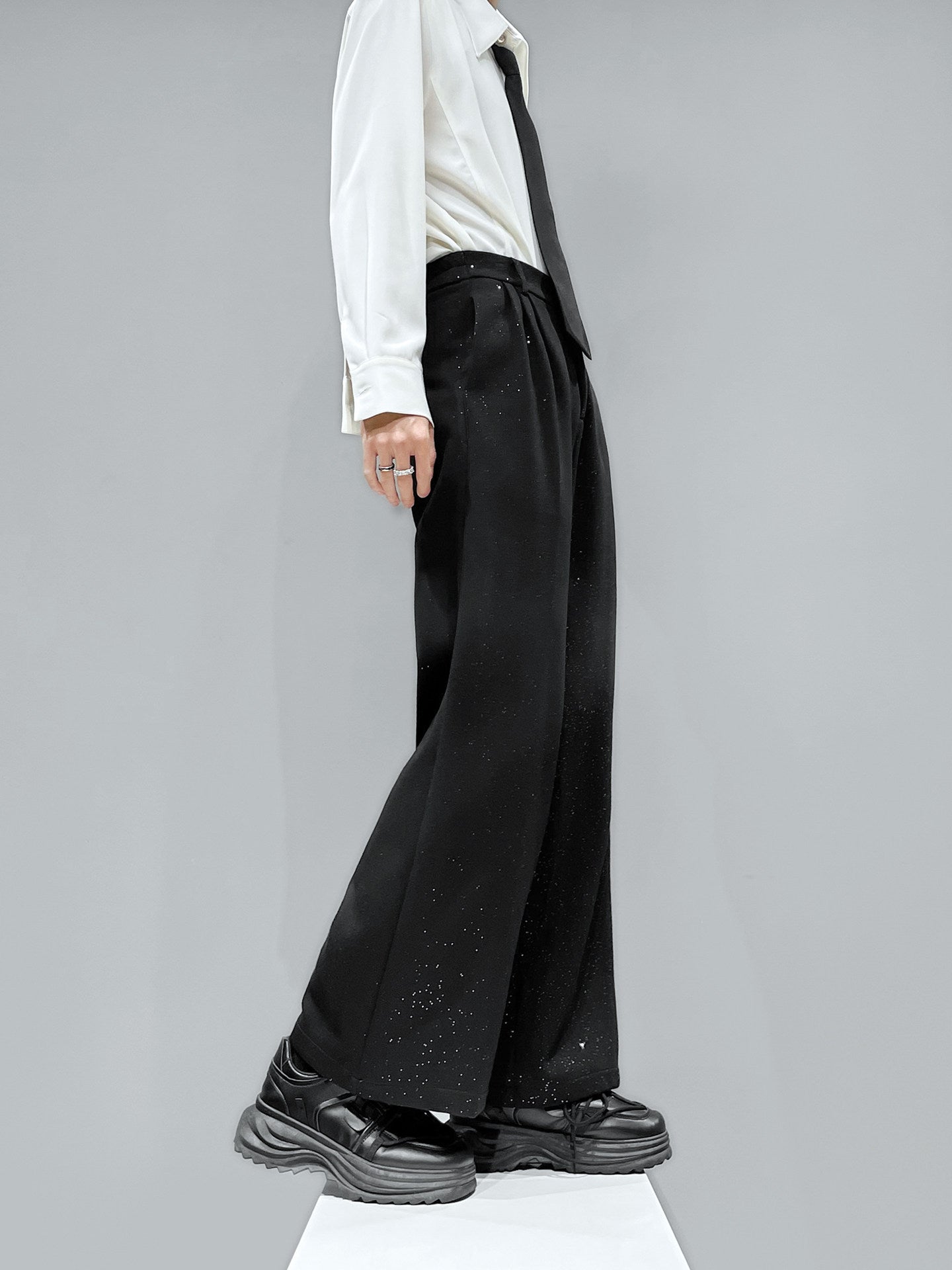 Star Glitter Wide-Leg Straight Trousers WN23948