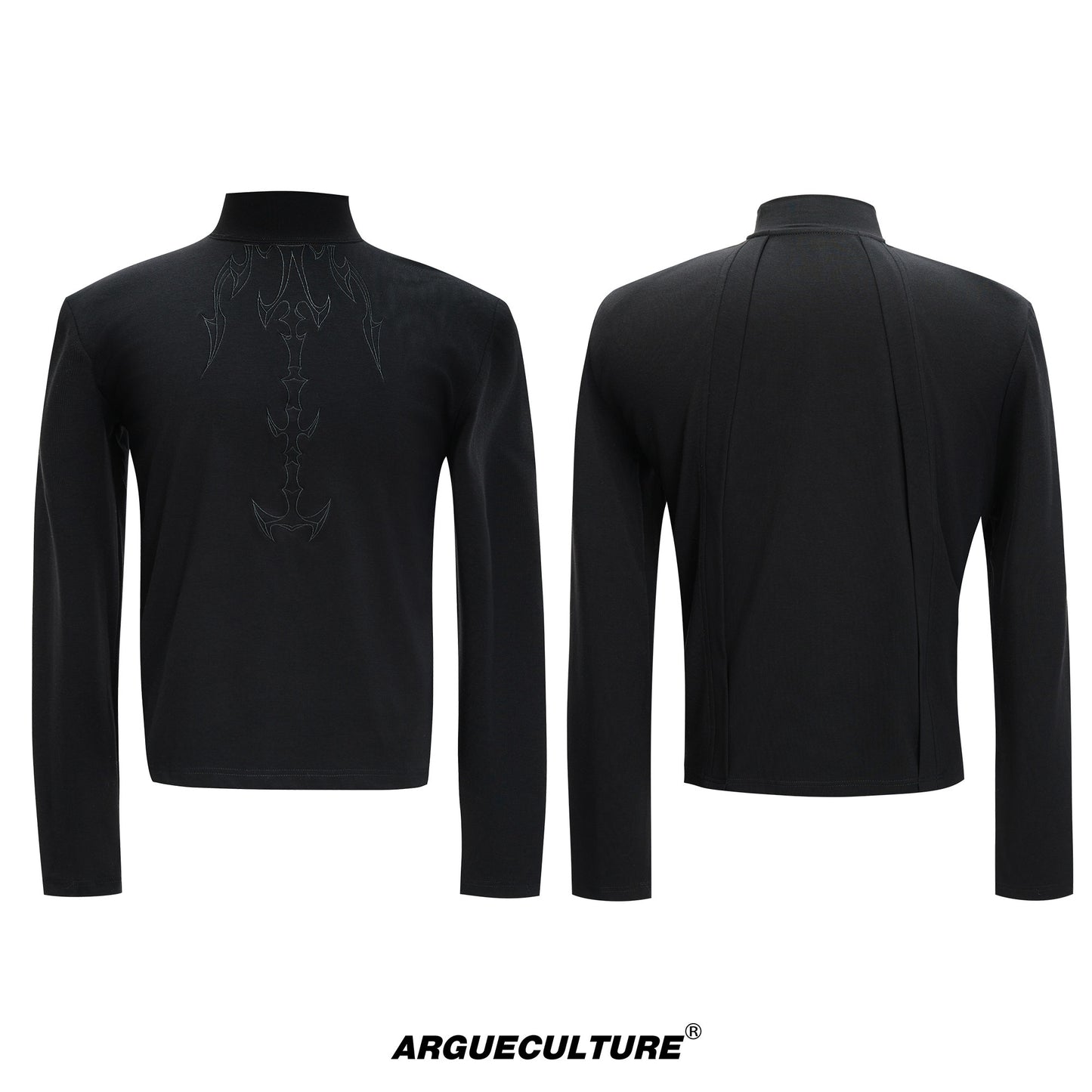 Turtleneck Embroidery long-sleeve Versatile T-shirt WN22673