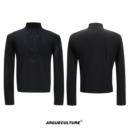 Turtleneck Embroidery long-sleeve Versatile T-shirt WN22673