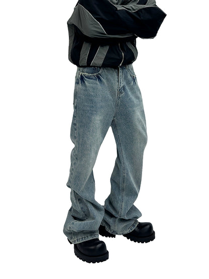 Frayed Washed Flare Denim Jeans WN16936