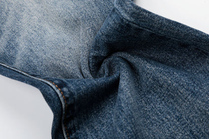 Whisker Washed Flare Denim Jeans WN25956