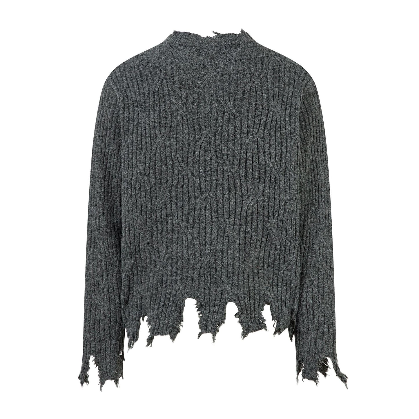Frayed Hem Oversize Knit Sweater WN25934