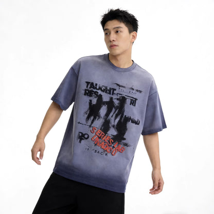 Dark Graffiti Print Short Sleeve T-Shirt WN25467