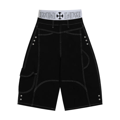 Deconstructed Contrast Multi Pocket Half Pants WN20886