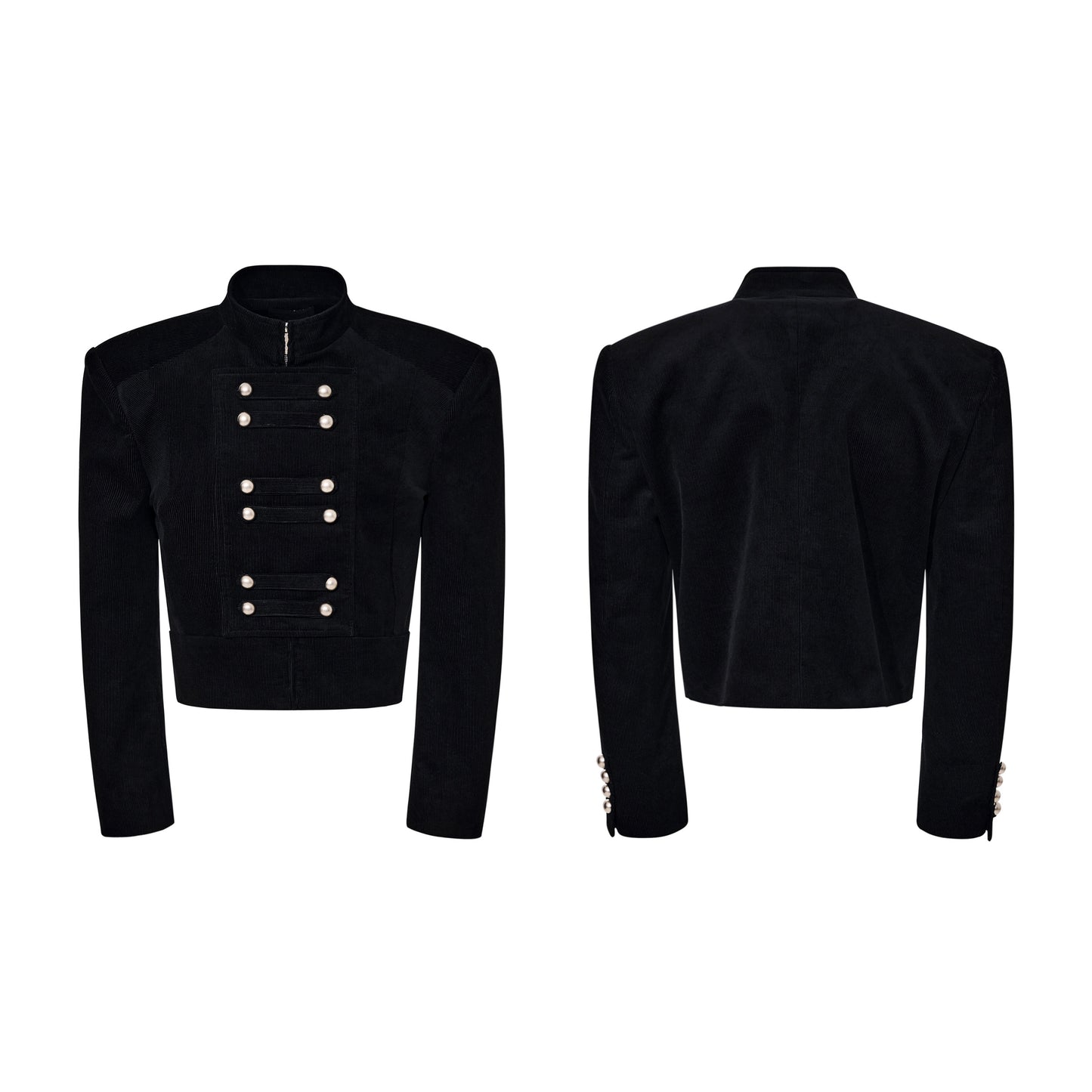 Stand Neck Corduroy Short Jacket WN23268