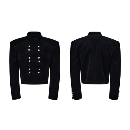 Stand Neck Corduroy Short Jacket WN23268