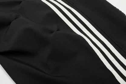Stripe Zipper Jacket & Stripe Wide Leg Pants Setup WN28059