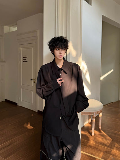 Design Cross Tie Oversize Long Sleeve Shirt WN23174