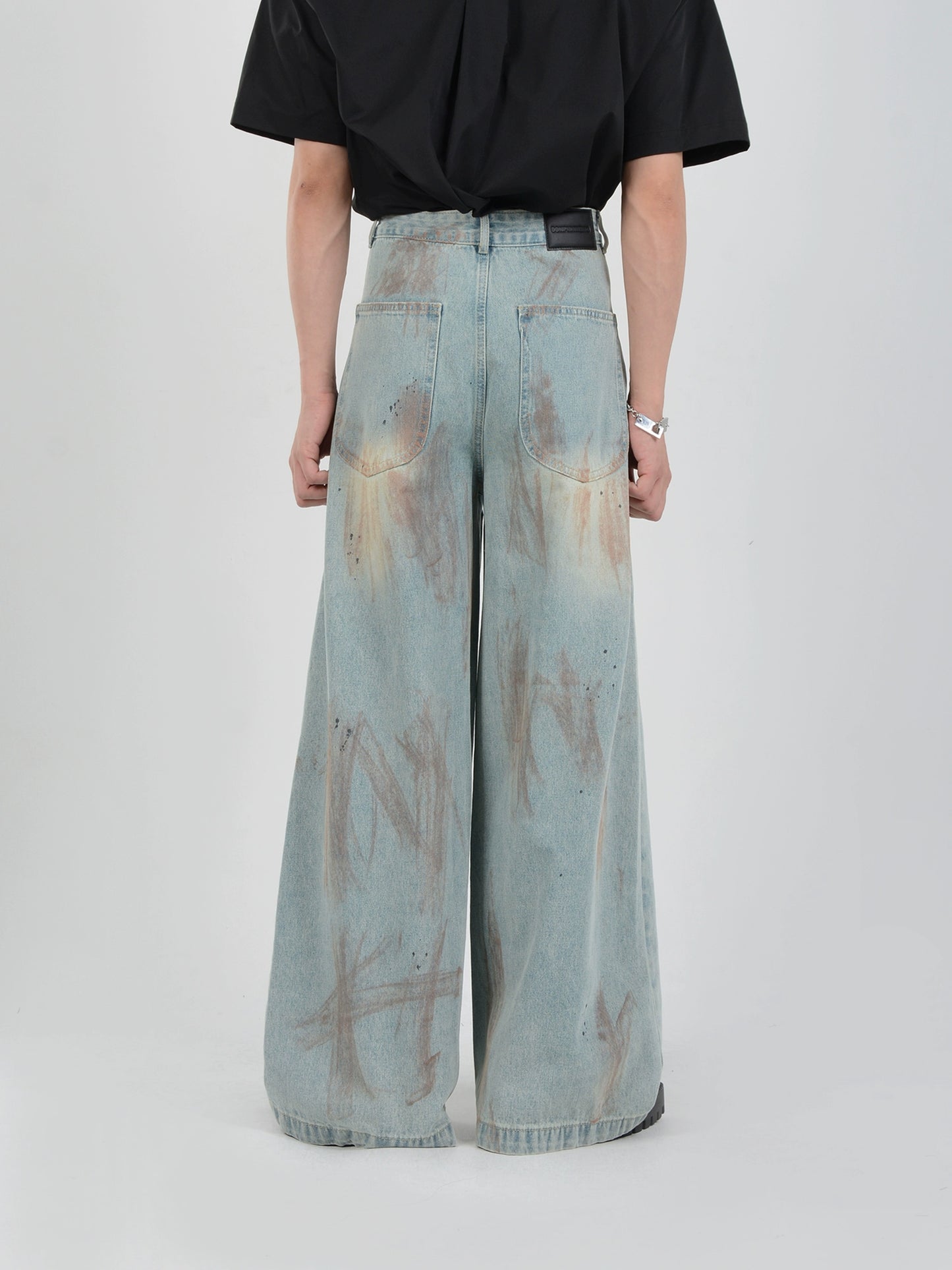 Washed Wide-Leg Straight Denim Jeans WN7113