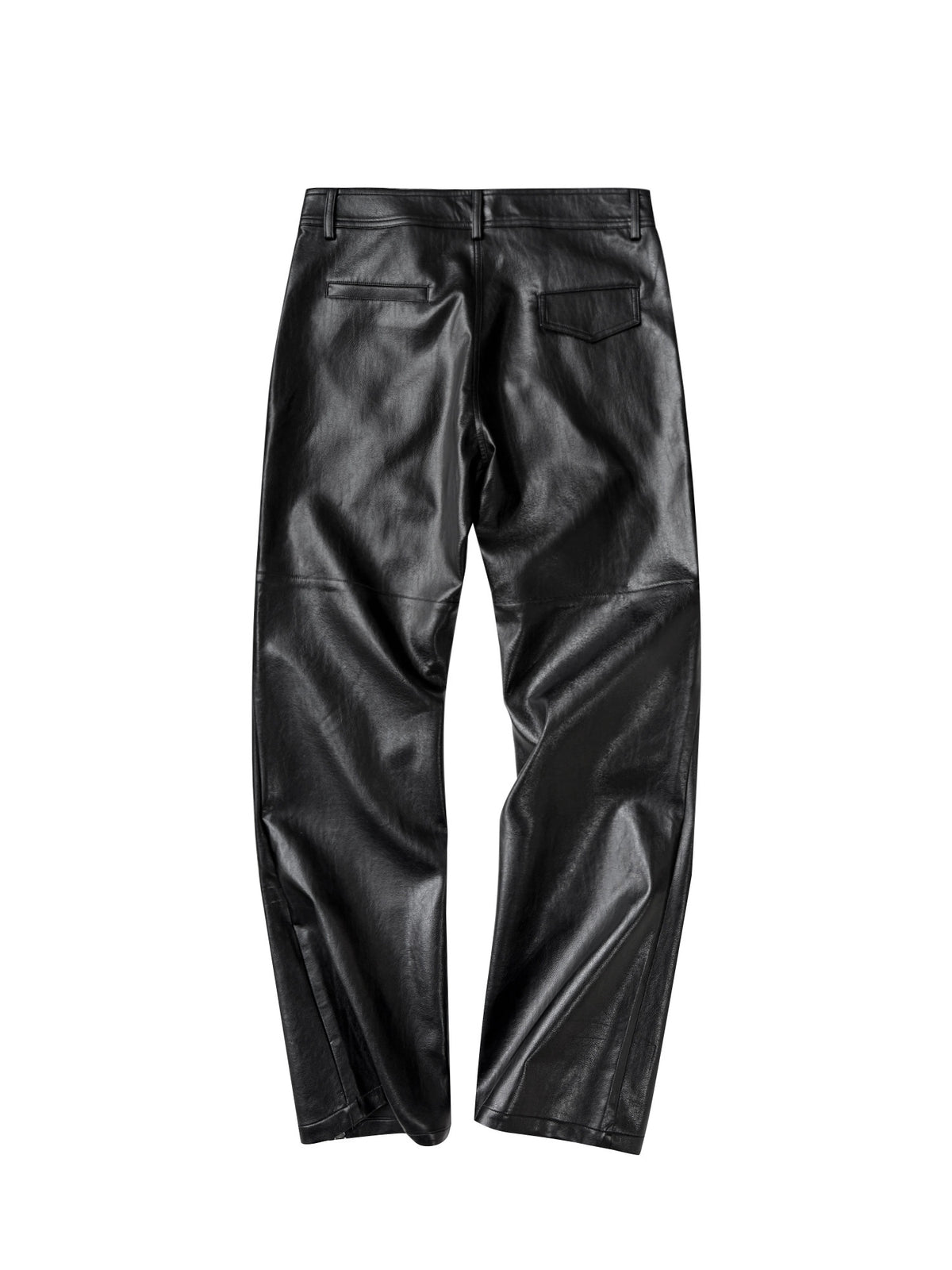 PU Leather Double-Ended Zipper Texture Flare Pants WN27062