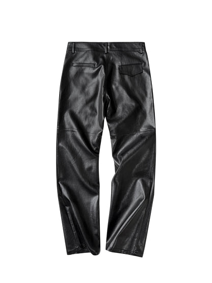 PU Leather Double-Ended Zipper Texture Flare Pants WN27062