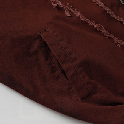 Frayed Damage Hooded Zipper Jacket WN27974