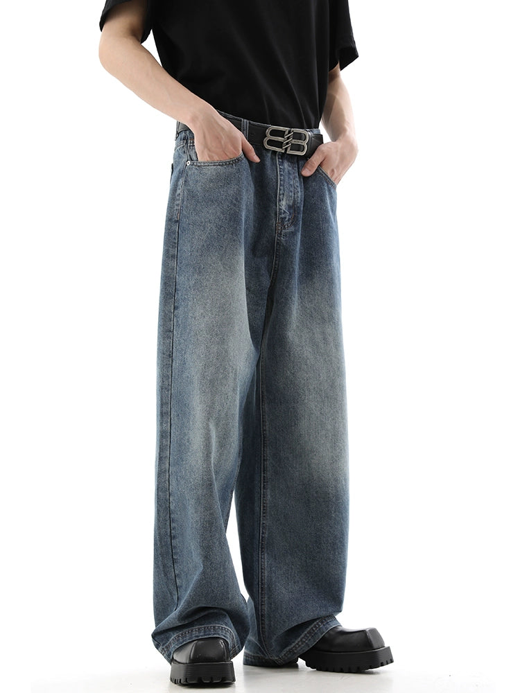 Washed Wide-Leg Straight Denim Jeans WN10263