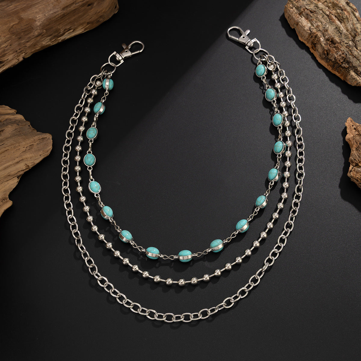 Turquoise Beads Metal Pants ChainWN21069
