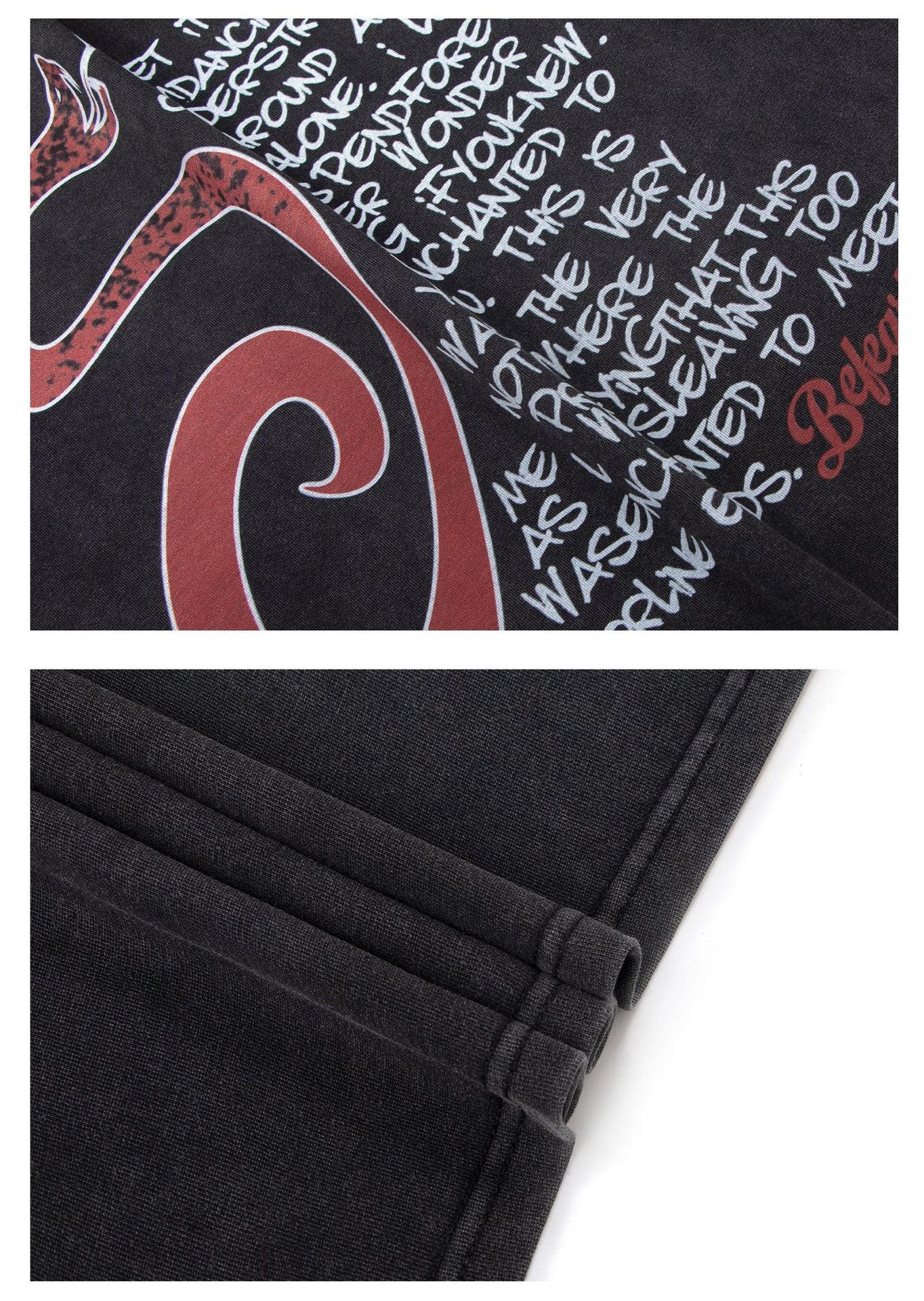Washed Heavyweight Snake Letter Print Oversize Short Sleeve T-Shirt WN26362