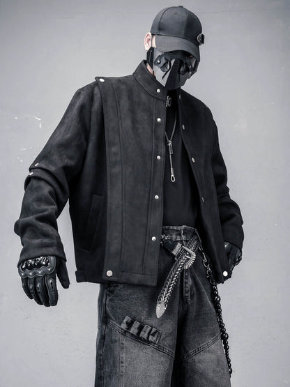 Suede-Look Stand Neck Oversize Jacket WN22385