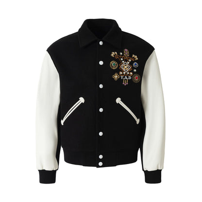 Embroidery Button-Front Varsity Jacket WN23211
