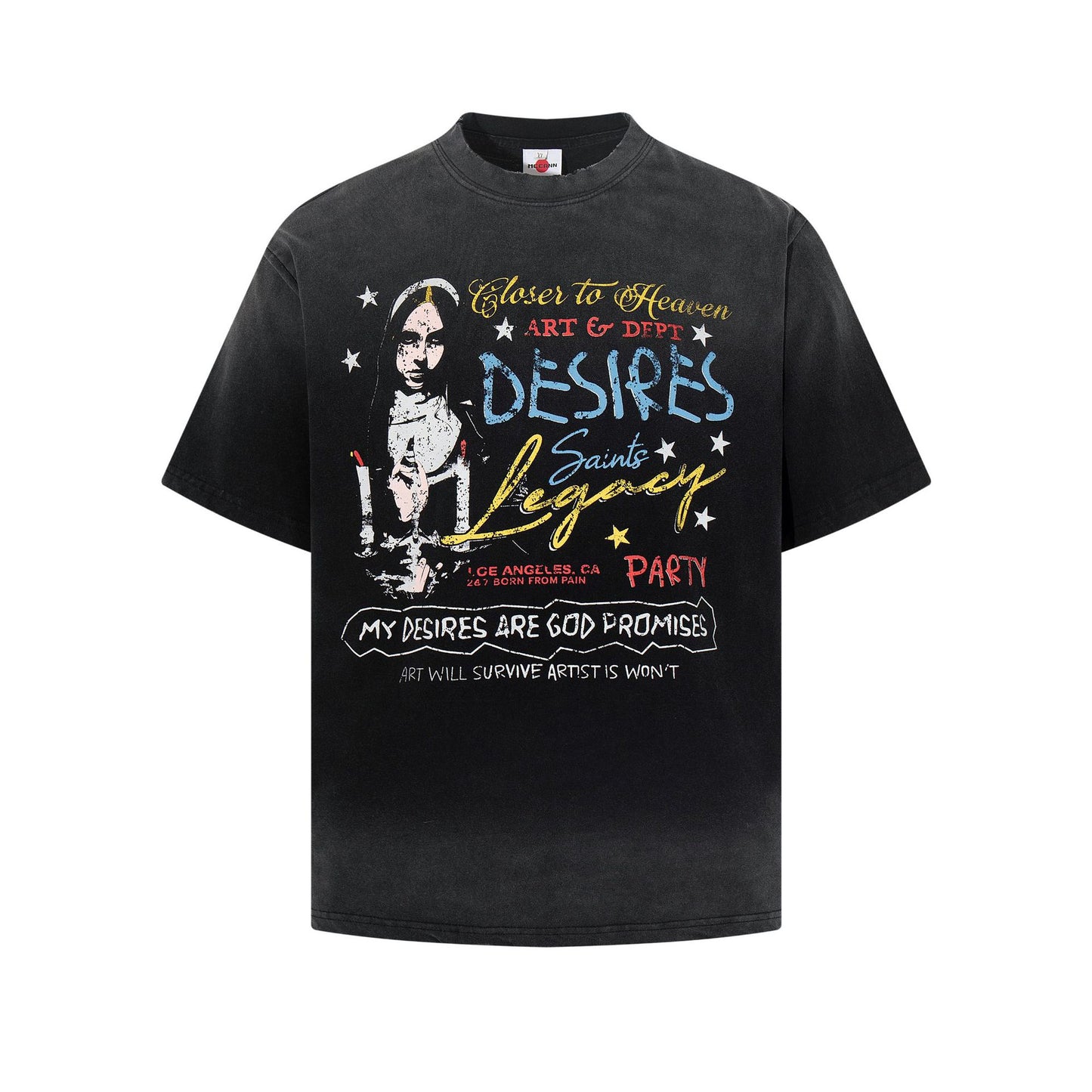 Washed Graphic Letter Print Short Sleeve T-Shirt WN25923