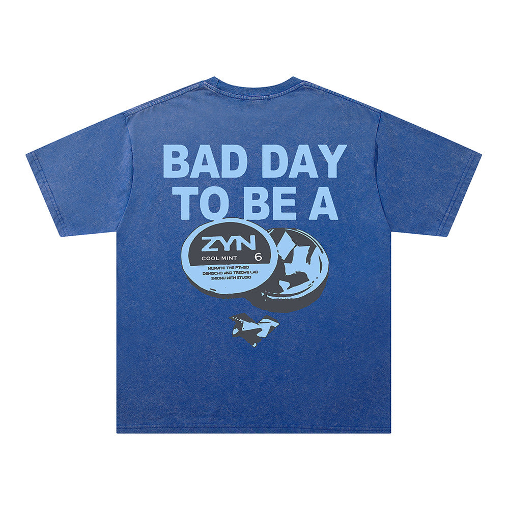 Washed Damage Letter Print Short Sleeve T-Shirt WN26934