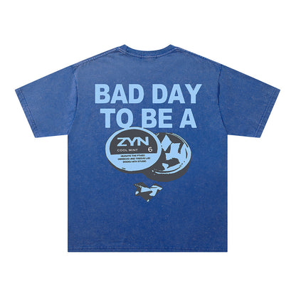 Washed Damage Letter Print Short Sleeve T-Shirt WN26934