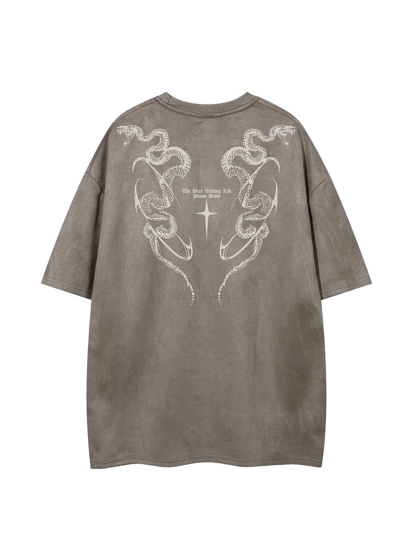 Python Print Suede Letter Print Short Sleeve T-Shirt WN25588