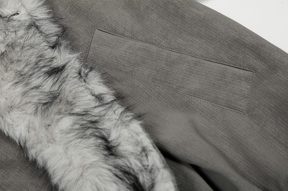 Fake Fur Collar Cuff Detail Jacket WN27963