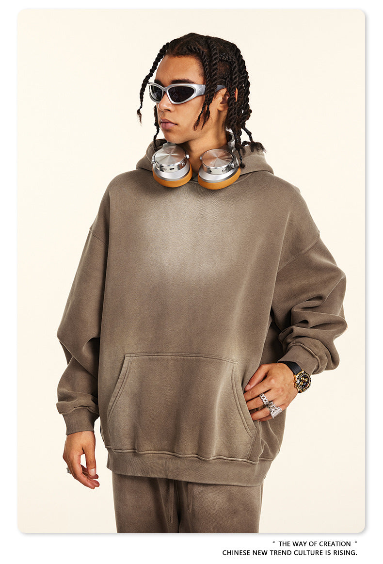 Oversize Fleece Lining Washed Pullover Hoodie WN9924