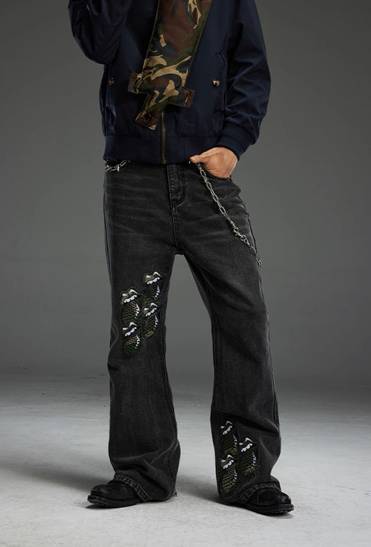 Embroidery Damage Denim Jeans WN13661