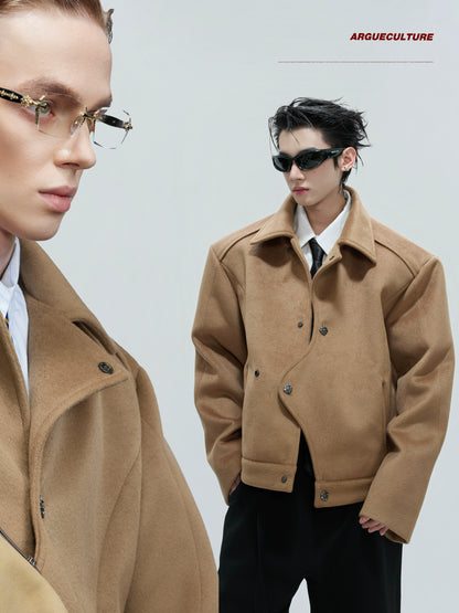 Deconstructed Asymmetric Thick Wool Short Jacket WN21724