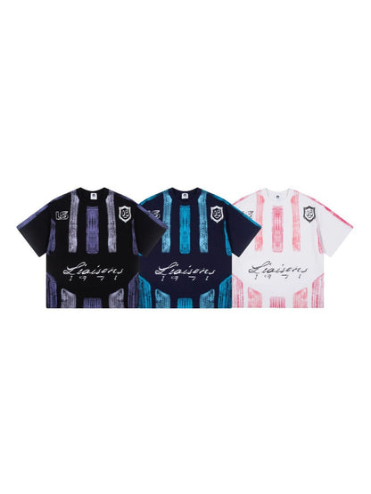 Gradient Spray Letter Print Oversize Short Sleeve T-Shirt WN27860