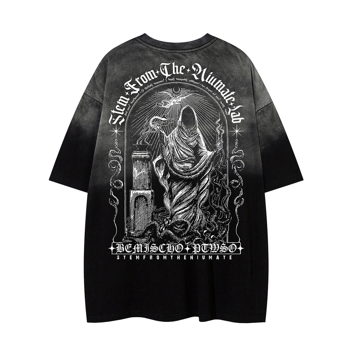Gradient Gothic Statue Graphic Short Sleeve T-Shirt WN26960