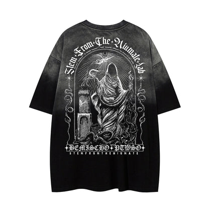 Gradient Gothic Statue Graphic Short Sleeve T-Shirt WN26960