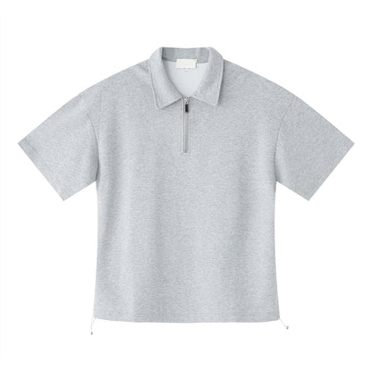 Half Zip Open Collar Short Sleeve T-Shirt & Half Pants Setup WN24906