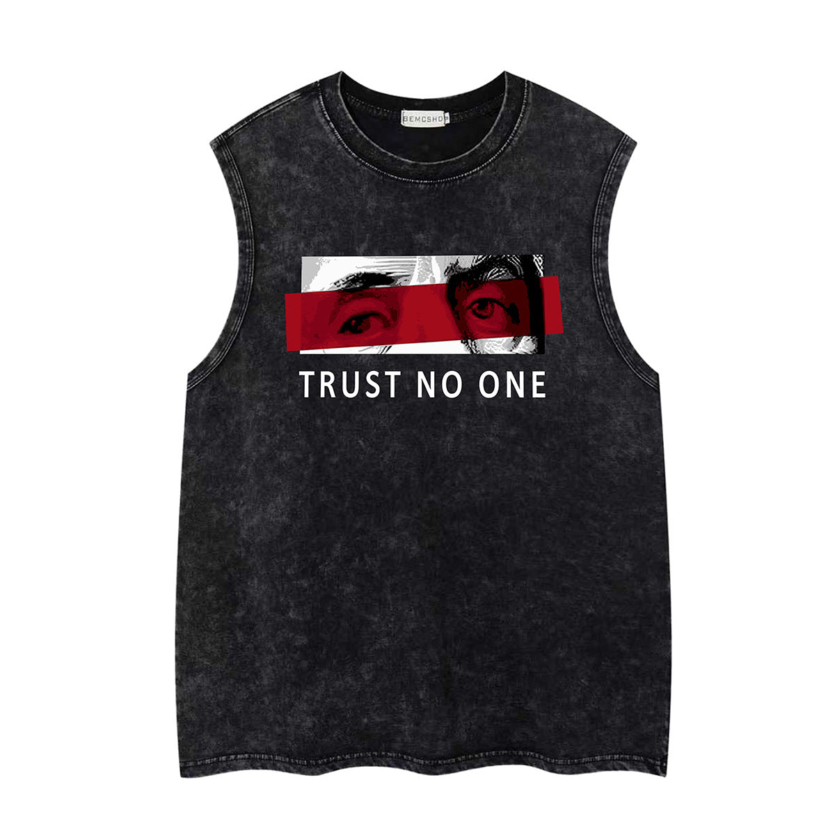 Washed Damage Eye Graphic Sleeveless T-Shirt WN26814