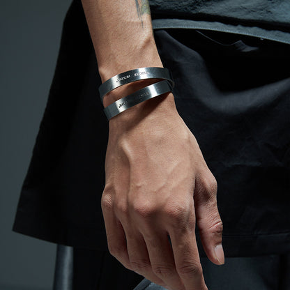 Industrial Style Titanium Steel Adjustable Open Cuff Bracelet WN26699