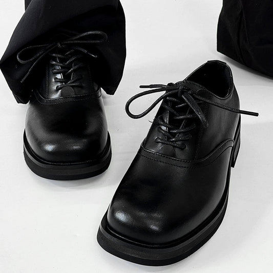 Square Toe Derby Heeled Leather Shoes WN19155