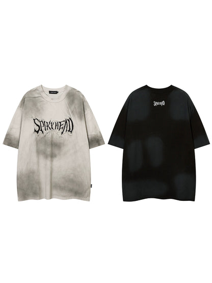 Graphic Letter Print Washed Short Sleeve T-Shirt WN18134