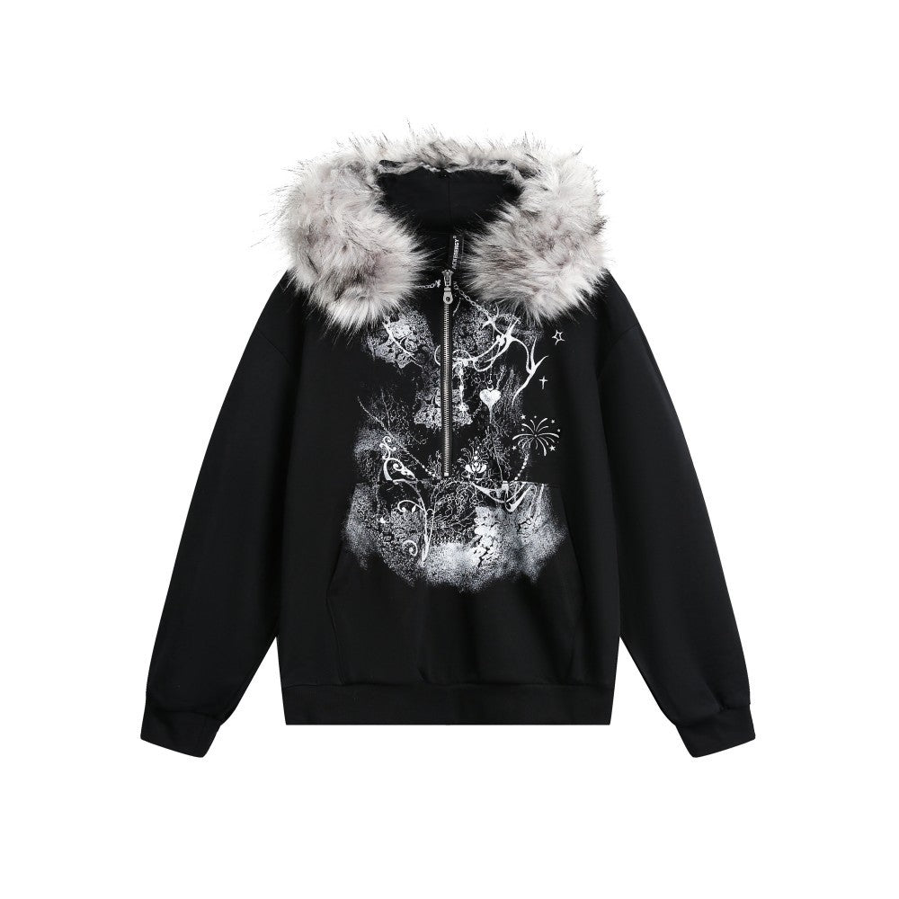 Graphic Print Pullover Hoodie WN27856