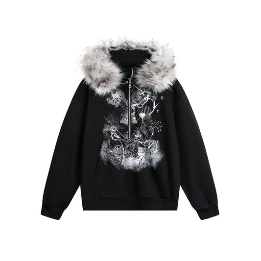 Graphic Print Pullover Hoodie WN27856