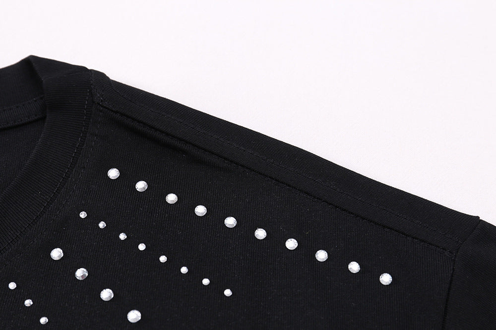 Rhinestone Starry Heavyweight Oversize Short Sleeve T-Shirt WN18528